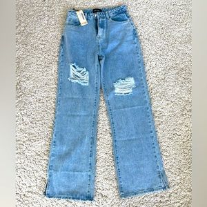 Luxe To Kill distressed baggy denim jeans with split hem